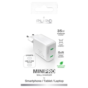 Puro MiniPro GaN 2x USB-C vegglader - 35W - hvit