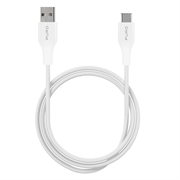 Puro Plain USB-A/USB-C-kabel - 1 m, 15 W - Hvit