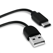 Puro USB-A/USB-C lade- og synkroniseringskabel - 1 m, 2A - svart