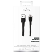 Puro USB-A/USB-C lade- og synkroniseringskabel - 2 m - svart