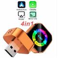 Q1A 4-i-1 trådløs CarPlay/Android Auto-adapter med AirPlay og MirrorLink - Oransje / Fargerik