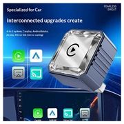 Q1BVS diamantformet 4-i-1 trådløs CarPlay/Android Auto-adapter - safir / sølv