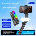 Q34 AI Anti-Shake Selfie-stang med gimbal-stabilisator og RGB-skjønnhetslys - svart