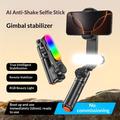 Q34 AI Anti-Shake Selfie-stang med gimbal-stabilisator og RGB-skjønnhetslys - svart