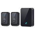 Q502 trådløst dørklokkesett med 2 sendere og 1 mottaker - svart