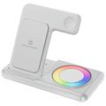 Q50D 4-i-1 sammenleggbar trådløs lader med RGB-omgivelseslys - 15W - Hvit