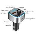 QC3.0 Billader & Bluetooth FM-sender m. LED lys T32