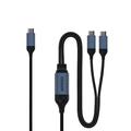 QGEEM CC0082 Flettet USB-C til dobbel USB-C-hurtigladekabel - 140W, 1.2m - svart