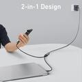 QGEEM CC0082 Flettet USB-C til dobbel USB-C-hurtigladekabel - 140W, 1.2m - svart