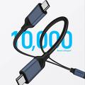 QGEEM CC0082 Flettet USB-C til dobbel USB-C-hurtigladekabel - 140W, 1.2m - svart