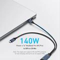 QGEEM CC0082 Flettet USB-C til dobbel USB-C-hurtigladekabel - 140W, 1.2m - svart