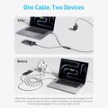 QGEEM CC0082 Flettet USB-C til dobbel USB-C-hurtigladekabel - 140W, 1.2m - svart