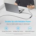 QGEEM CC0082 Flettet USB-C til dobbel USB-C-hurtigladekabel - 140W, 1.2m - svart