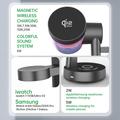 QI2.2 25W magnetisk trådløs ladestasjon med Bluetooth-høyttaler og RGB