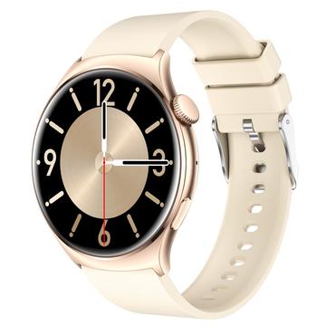 QX10 Smartklokke med 1,43" AMOLED-skjerm og Bluetooth-oppringing og helseovervåking - Beige/gull
