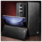Samsung Galaxy Z Fold5 Qialino Classic Lommebok-deksel I Lær - Svart
