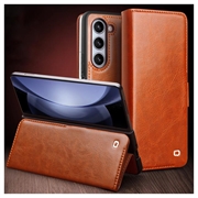 Samsung Galaxy Z Fold5 Qialino Classic Lommebok-deksel I Lær - Lysebrun