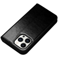 Qialino Classic iPhone 14 Pro Lommebok-deksel I Lær - Svart