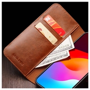 iPhone 15 Plus Qialino Classic Lommebok-deksel I Lær - Lysebrun