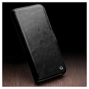 iPhone 15 Pro Qialino Classic Lommebok-deksel I Lær - Svart