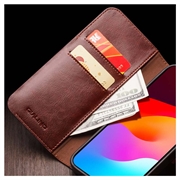 iPhone 15 Pro Max Qialino Classic Lommebok-deksel I Lær - Mørkebrun