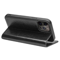 Qialino Classic iPhone 13 Pro Lommebok-deksel I Lær - Svart