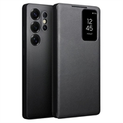 Samsung Galaxy S25 Ultra Qialino Smart View Flip-læretui - Svart