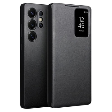Samsung Galaxy S25 Ultra Qialino Smart View Flip-læretui - Svart