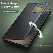Samsung Galaxy S25 Ultra Qialino Smart View Flip-læretui - Svart