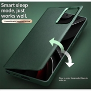 Samsung Galaxy S26 Ultra Qialino Smart View Flip-læretui - grønn