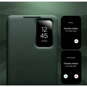 Samsung Galaxy S26 Ultra Qialino Smart View Flip-læretui - grønn