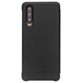 Qialino Smart View Huawei P30 Flip-læretui - Svart