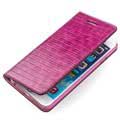 iPhone 6 / 6S Qialino Lær Lommebokveske - Krokodilleskinn - Varm Rosa