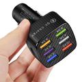 Quick Charge-bilopplader med 6 USB-porter - svart