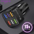 Quick Charge-bilopplader med 6 USB-porter - svart
