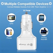 Quick Charge-bilopplader med 6 USB-porter - hvit