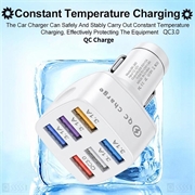 Quick Charge-bilopplader med 6 USB-porter - hvit