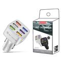 Quick Charge-bilopplader med 6 USB-porter - hvit
