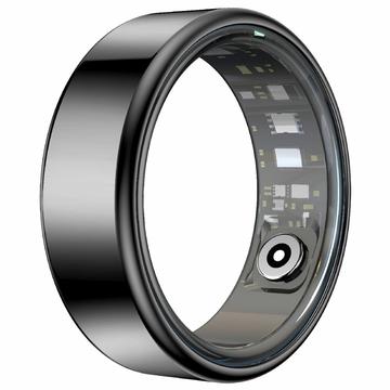 R99 Fitness & Wellness Smart Ring med ladeetui - Størrelse: 7/17.4mm - Svart