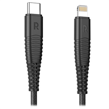 RAVPower RP-CB020B Kevlar Flettet USB-C / Lightning Kabel - 1m - Svart