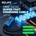 RELIFE XA7 2-i-1 USB-C-kabel for hurtiglading med digitalt display - svart