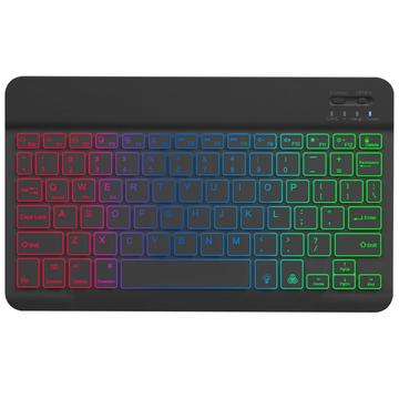 RGB-030 10-tommers trådløst Bluetooth-tastatur med RGB-bakgrunnsbelysning - US Layout - svart