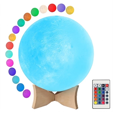 RGB LED Månelampe / Nattlys YK2302 - 15cm, 1000mAh