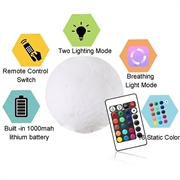 RGB LED Månelampe / Nattlys YK2302 - 15cm, 1000mAh