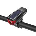 ROCKBROS HJ-052 Sykkelforlykt med solcellelading og sykkelbelysning med ringeklokke - svart/rød