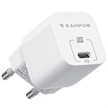 Rampow RBA34 20W Rask USB-C Lader - iPhone 13/iPhone 12 - Hvit