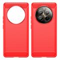 Realme 12 Pro/12 Pro+ Børstet TPU Deksel - Karbonfiber - Rød