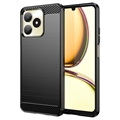 Realme C53/Narzo N53 Børstet TPU Deksel - Karbonfiber - Svart