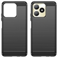 Realme C53/Narzo N53 Børstet TPU Deksel - Karbonfiber - Svart