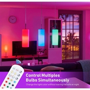 Oppladbar lyspære m. RGB og fjernkontroll - E27 - 2 stk.